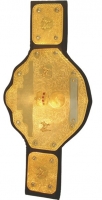 Gold plated championship belt in high quality leather straps with intricate design
