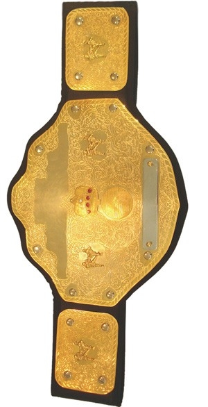 Gold plated championship belt in high quality leather straps with intricate design